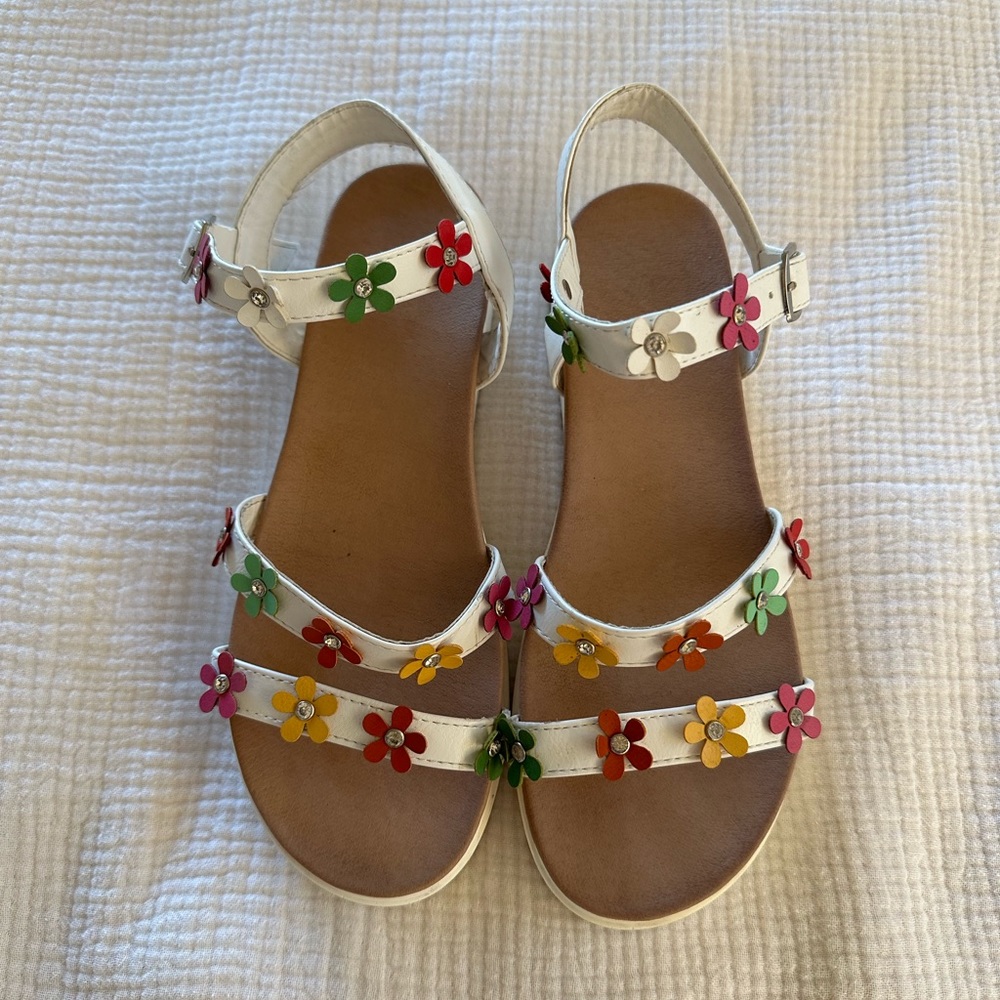 White floral sandals